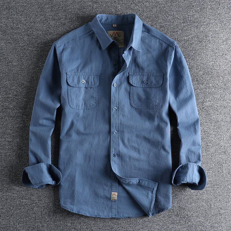 British Retro Simple Solid Color Long Sleeve Shirt