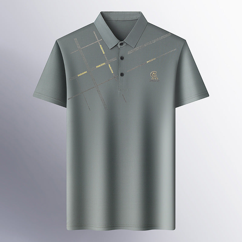 Business Casual Lapels T-shirt Middle-aged Men's Thin