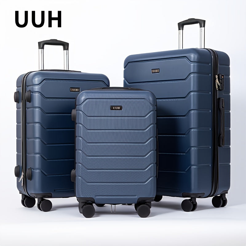 3-Piece Extra-Large Capacity Durable ABS Hardshell Luggage Set - Smooth-Glide Spinner Wheels, Telescopic Handle, Perfect for Frequent Travelers and Family Vacations with Stress-Free Organization and Long-Lasting Durability