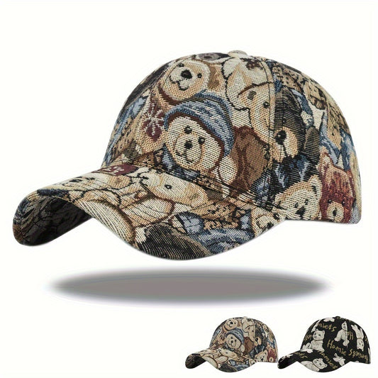 1Pc Cute Bear Baseball Cap New Spring Sunhat Dog Print Men Women Unisex-Teens Cotton Snapback Caps Fashion Hip Hop Vintage Hat
