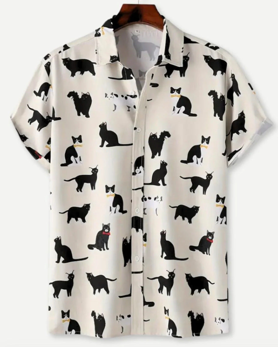 Hawaiian Printing Lapel Short Sleeve Shirt