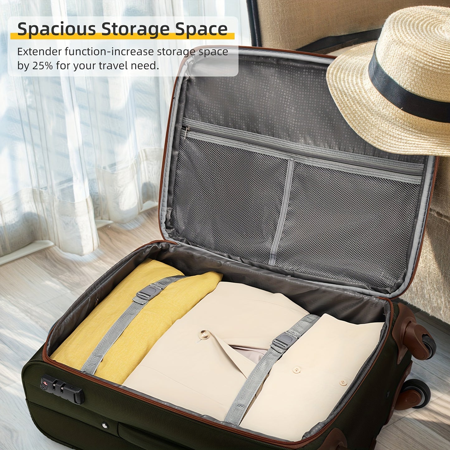 [4 Piece Expandable Luggage Set] Softside Luggage Sets 4 Piece with Duffel Bag, Expandable Rolling Suitcases Set with Spinner Wheels, Lightweight Upright Travel Luggage Set with TSA-Approved Lock, Multicolor