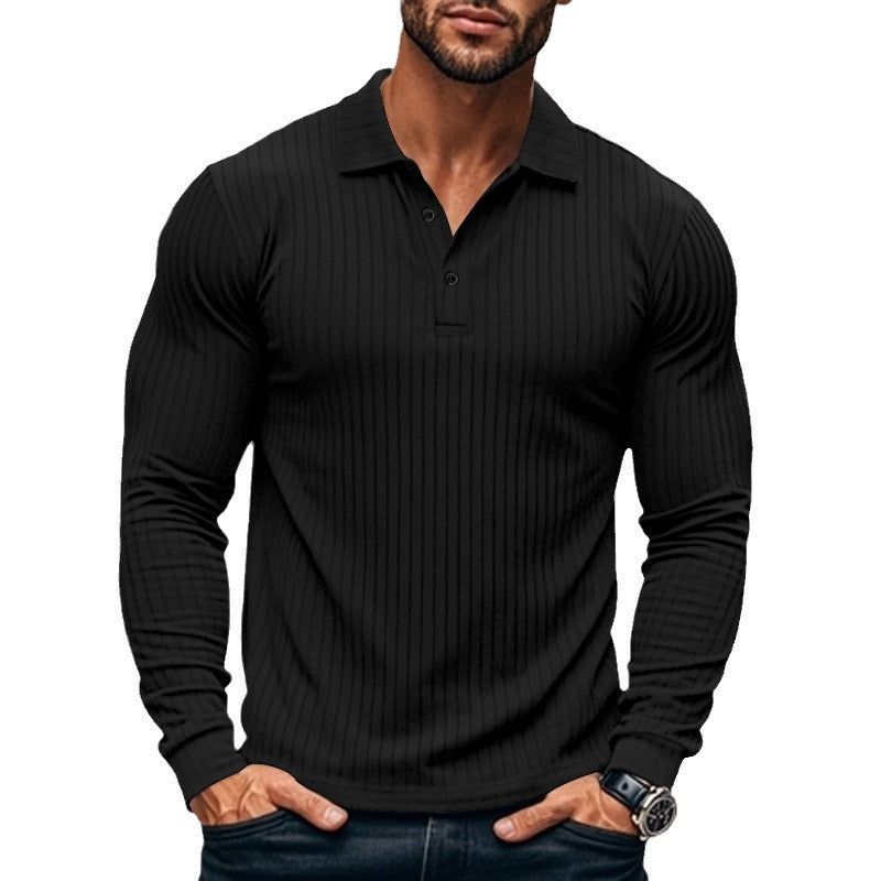 Men's Classic Casual American Lapel Button Long Sleeve