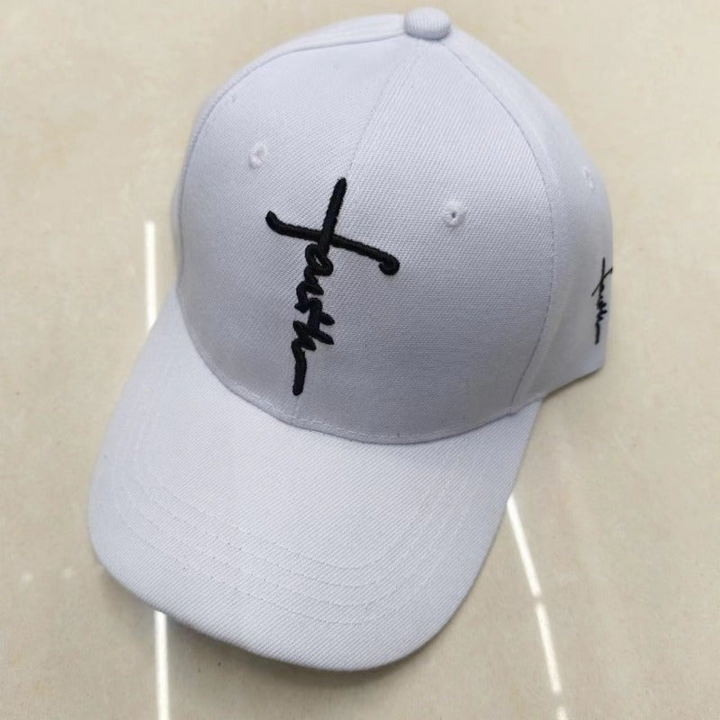 Men&#39;S And Women&#39;S Faith Embroidered Black And White Peaked Baseball Caps, Suitable for Outdoor Streets And Campuses, The Best Choice for Individuality