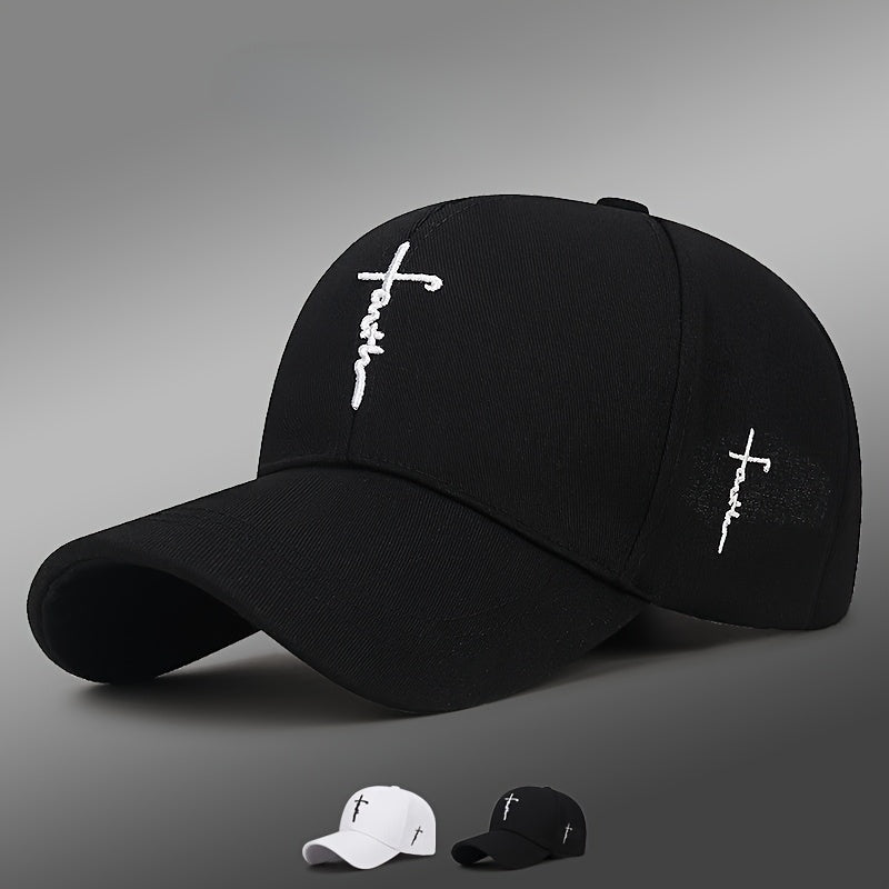 Men&#39;S And Women&#39;S Faith Embroidered Black And White Peaked Baseball Caps, Suitable for Outdoor Streets And Campuses, The Best Choice for Individuality