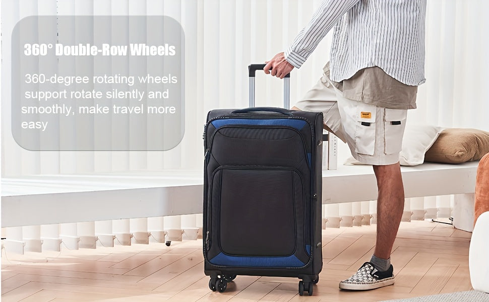 Softside Luggage Sets With Spinner Wheels 3pcs Set Lightweight Suitcase Set With TSA Lock, Expandable Luggage Sets With Inside Pocket