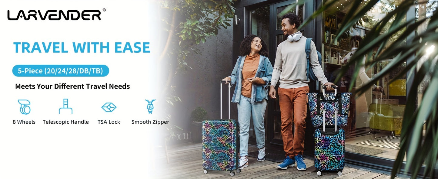 Luggage Sets 3 Piece, Hardside 20 IN Carry on Luggage Airline Approved PC+ABS Suitcase Set with Spinner Wheels TSA Lock, Lightweight Rolling Suitcase for Men and Women, Cheetah Print