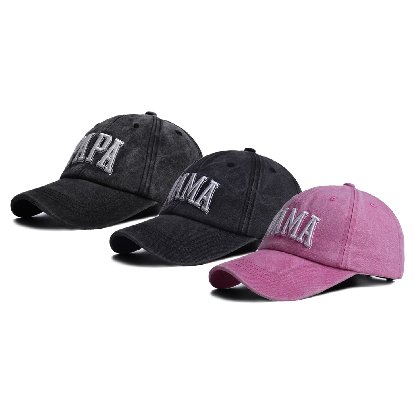 Family Themed Blend Baseball Caps, Breathable Sun Protection Hat with "PAPA", "MAMA", "MINI" Lettering, Fitted Toggle Closure, Hand Washable - Ideal for New Year's Outdoor Travel