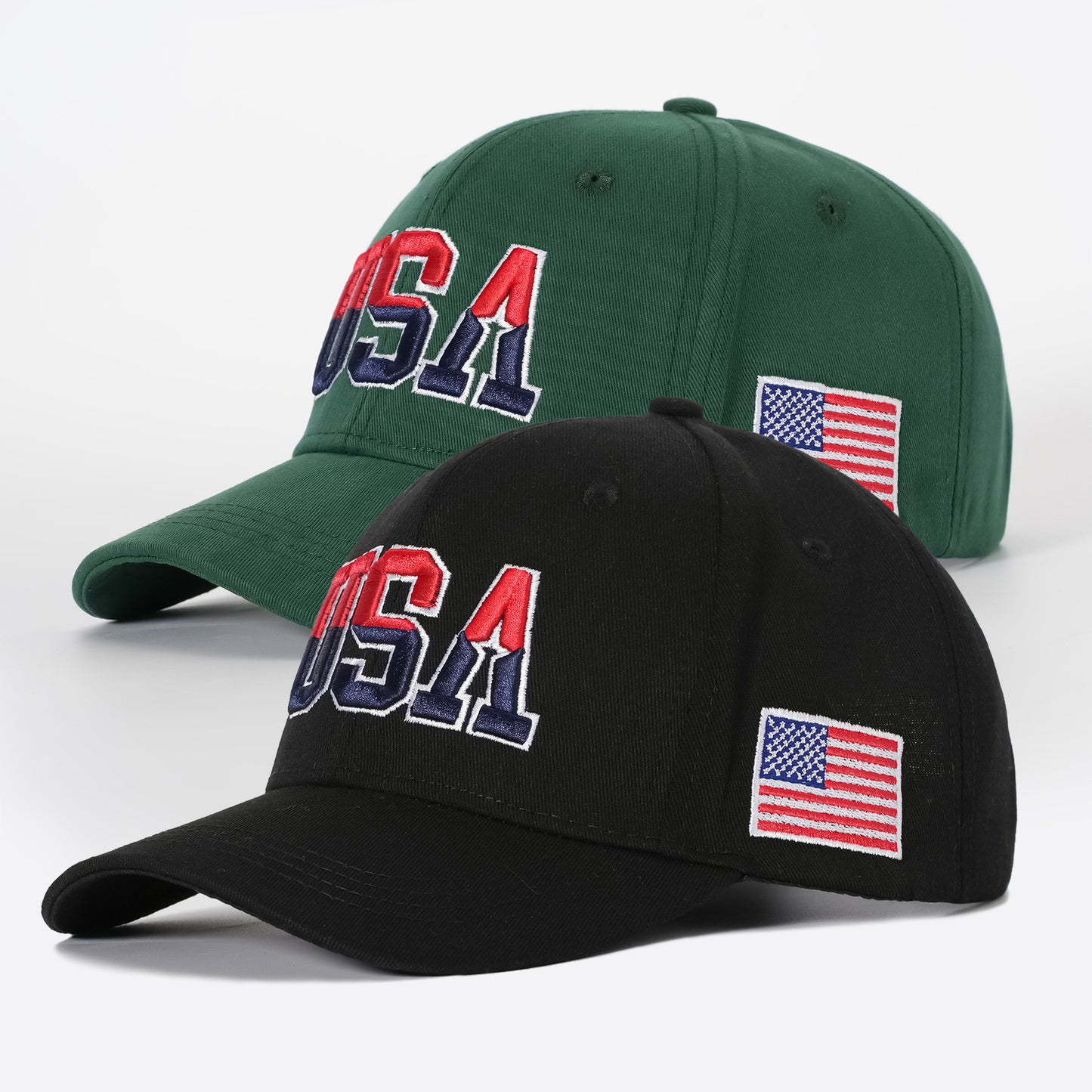 2-Pack USA Embroidered Baseball Caps for Men and Women – Hip Hop Style Snapback Sun Visor Hats for Outdoor Sports