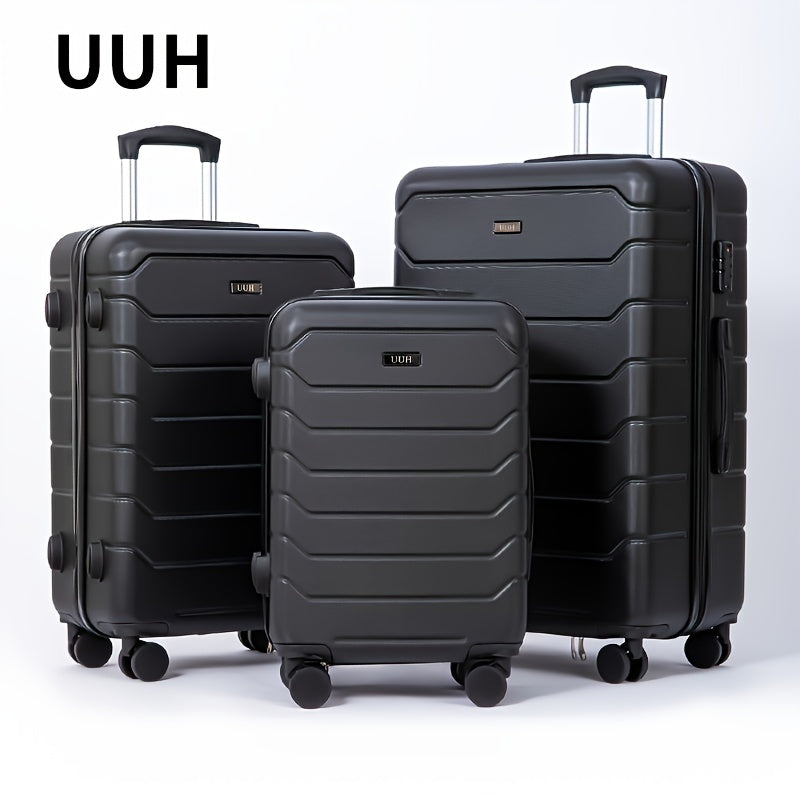 3-Piece Extra-Large Capacity Durable ABS Hardshell Luggage Set - Smooth-Glide Spinner Wheels, Telescopic Handle, Perfect for Frequent Travelers and Family Vacations with Stress-Free Organization and Long-Lasting Durability