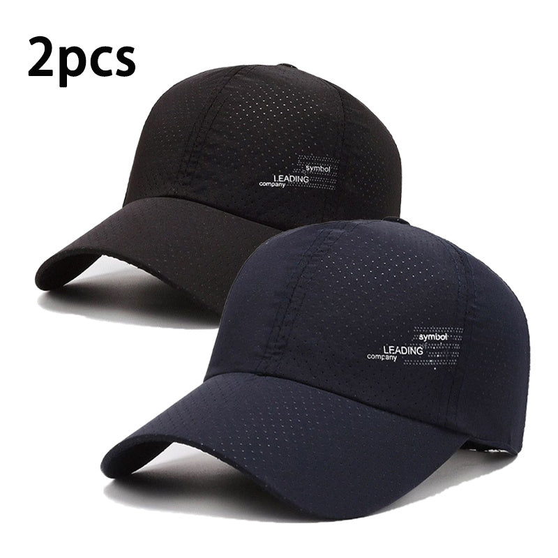 2pcs Set, Unisex Quick-Dry Baseball Caps, Sporty Alphabetic Print, 100% Polyester, Breathable Mesh Design, Stylish Casual Spring/Summer Hats for Men