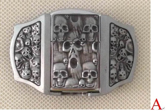 3D ghost head lighter belt buckle European and American fashion belt buckle