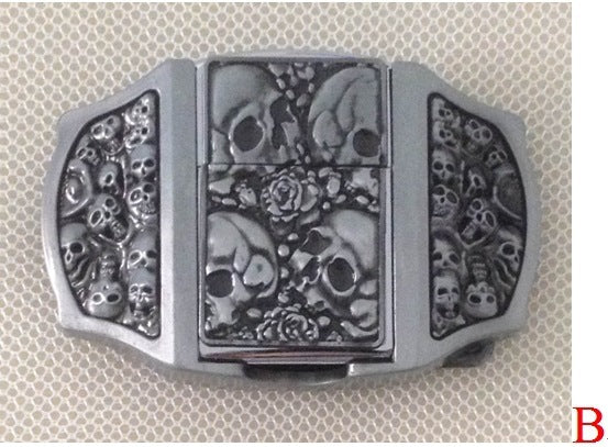3D ghost head lighter belt buckle European and American fashion belt buckle