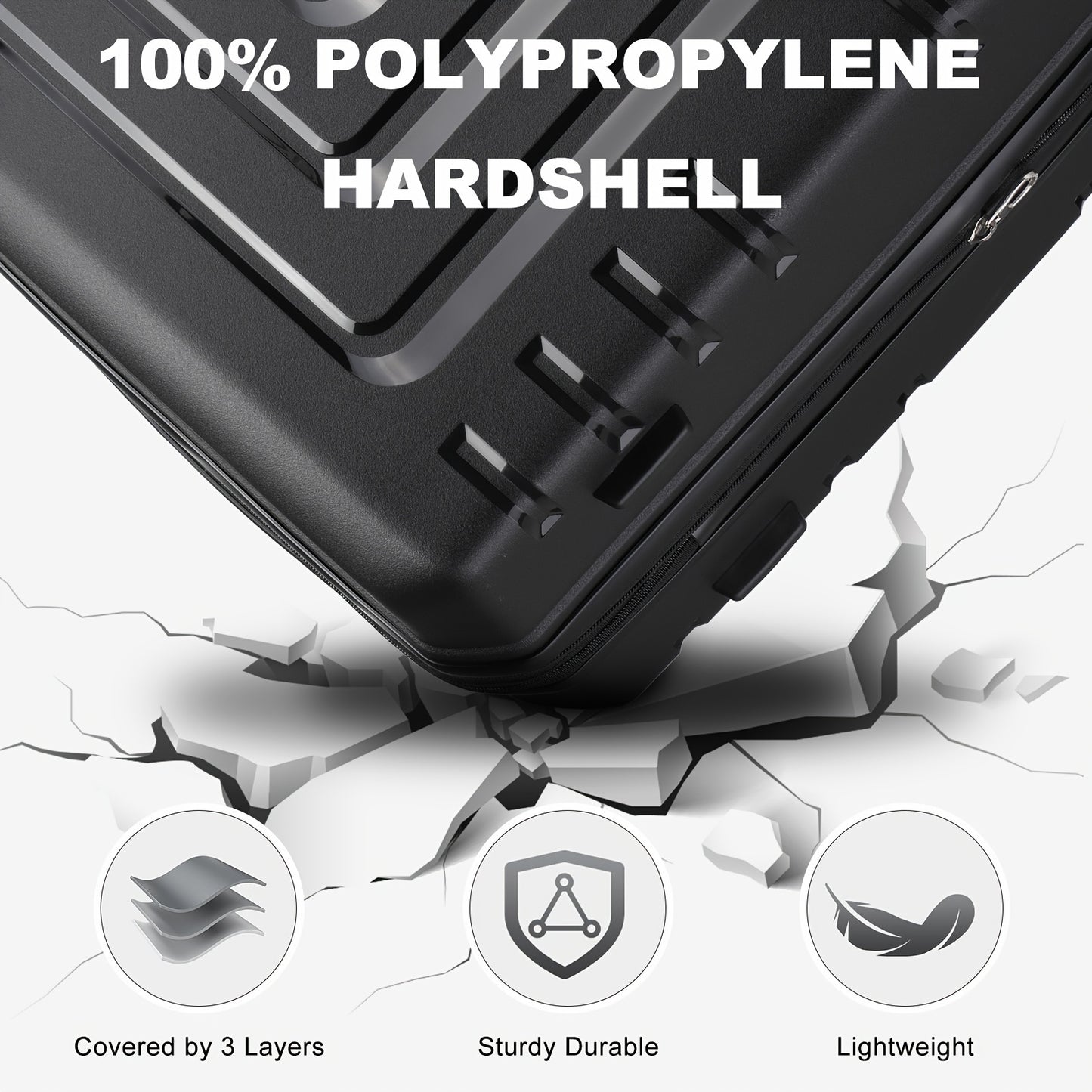 Somago Expandable Luggage Sets (20/24/28) 3 Pieces Travel Suitcases Hardside Polypropylene Material Lightweight Suitcase Set With Spinner Wheels YKK Zippers TSA Lock With 6 Pcs Packing Cube