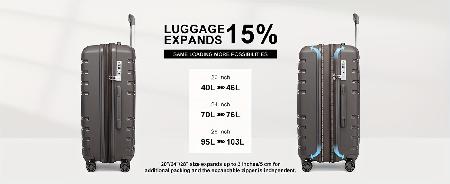 Somago Expandable Luggage Sets (20/24/28) 3 Pieces Travel Suitcases Hardside Polypropylene Material Lightweight Suitcase Set With Spinner Wheels YKK Zippers TSA Lock With 6 Pcs Packing Cube