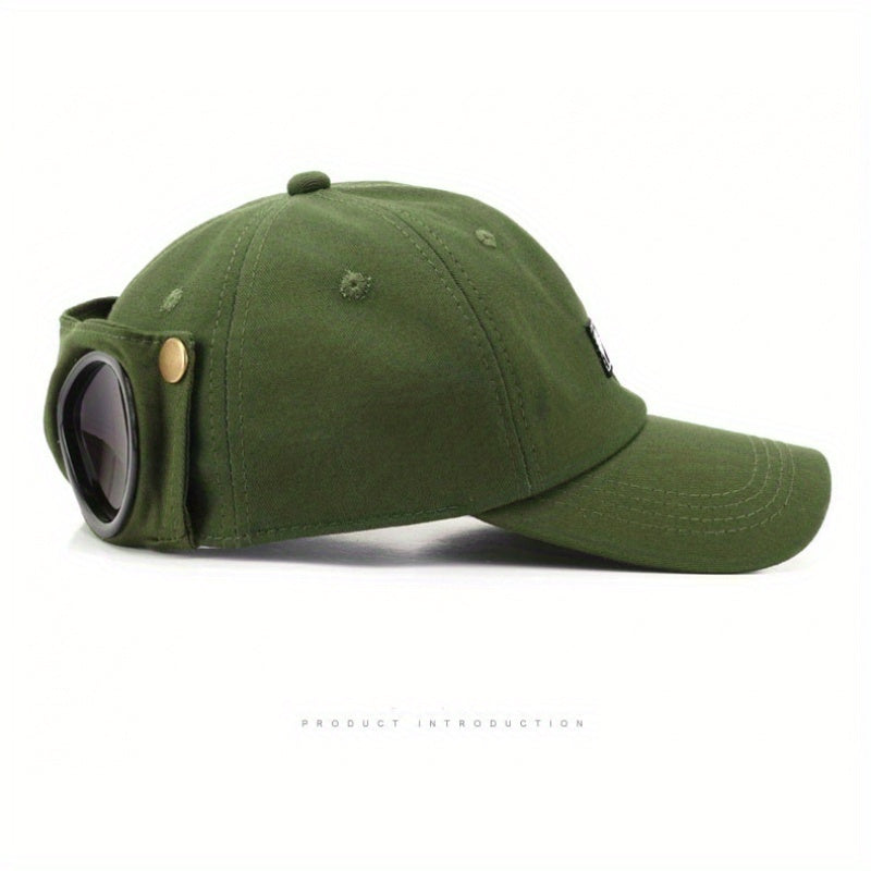 TULA Vintage-Inspired Pilot Caps With Built-In Glasses, Unisex Baseball Cap, Versatile Accessory With Peaked Brim