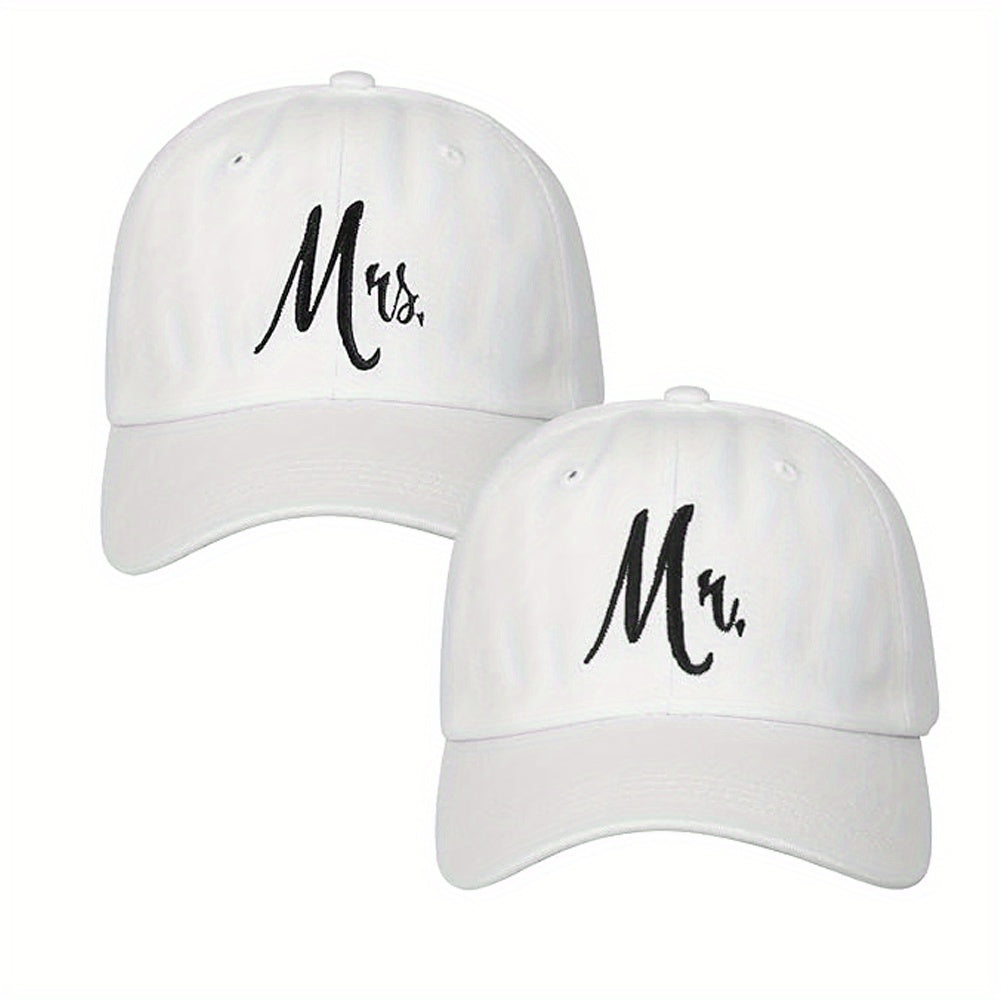 2 PCS Luxury Mr & Mrs Baseball Caps - Stylish Matching Couple Hats for Wedding, Bridal Gift, Honeymoon, Newlywed, Party, Anniversary, and Romantic Occasions - Unique Gift Idea for Him and Her
