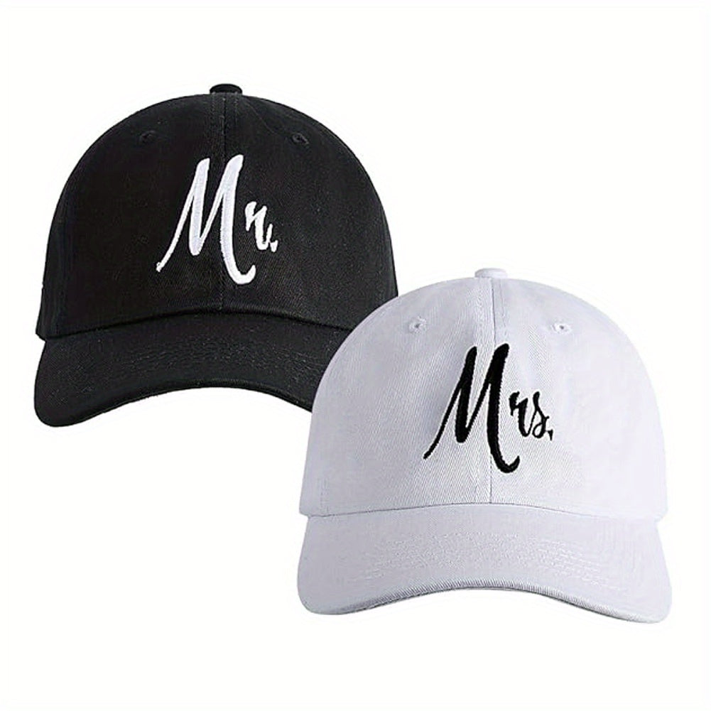 2 PCS Luxury Mr & Mrs Baseball Caps - Stylish Matching Couple Hats for Wedding, Bridal Gift, Honeymoon, Newlywed, Party, Anniversary, and Romantic Occasions - Unique Gift Idea for Him and Her