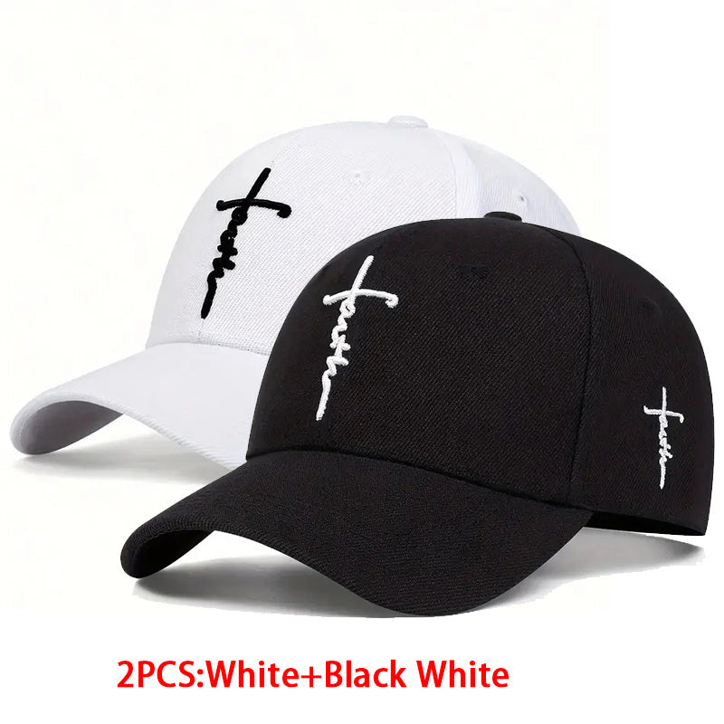 2-pack Unisex Baseball Caps, Stylish Cross Embroidered Duckbill Caps, Lightweight And Comfortable Baseball Caps, Suitable For Outdoor Sports And Casual Wear