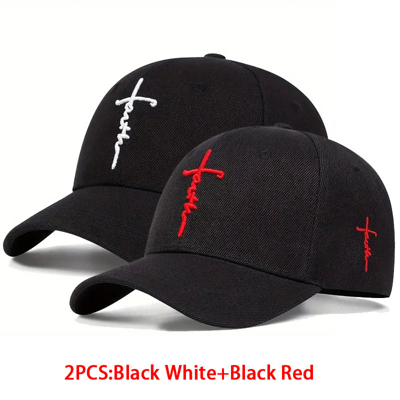 2-pack Unisex Baseball Caps, Stylish Cross Embroidered Duckbill Caps, Lightweight And Comfortable Baseball Caps, Suitable For Outdoor Sports And Casual Wear
