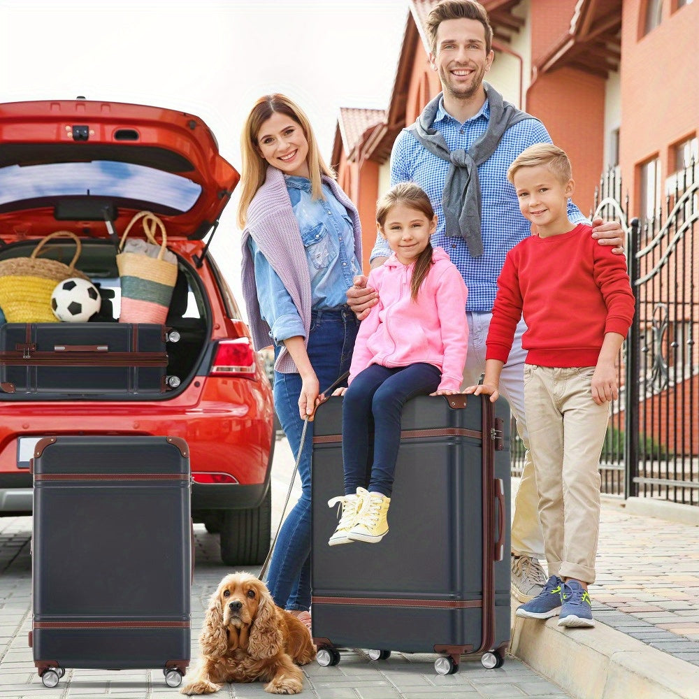 Hardshell Luggage Sets, 4 Pieces 20"+24"+28" Luggages and Cosmetic Case, Spinner Suitcase with TSA Lock, Lightweight