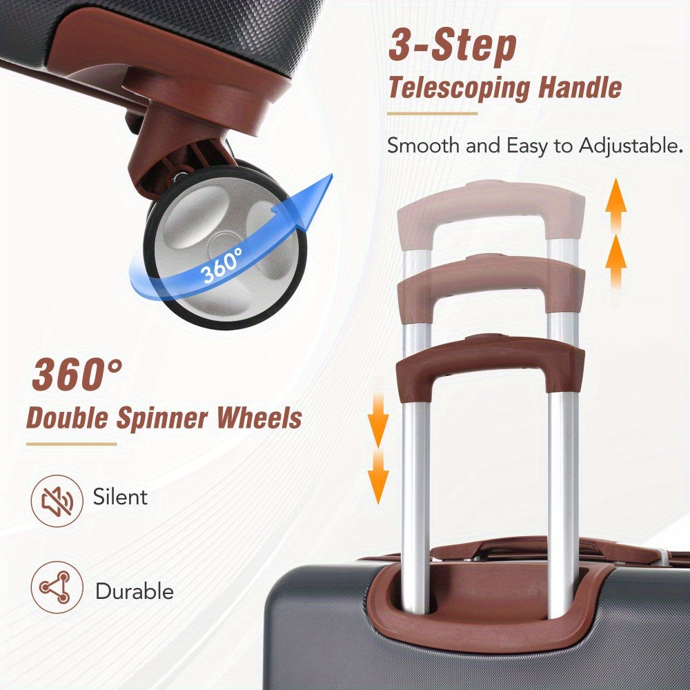 Hardshell Luggage Sets, 4 Pieces 20"+24"+28" Luggages and Cosmetic Case, Spinner Suitcase with TSA Lock, Lightweight