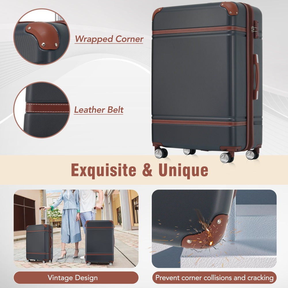 Hardshell Luggage Sets, 4 Pieces 20"+24"+28" Luggages and Cosmetic Case, Spinner Suitcase with TSA Lock, Lightweight