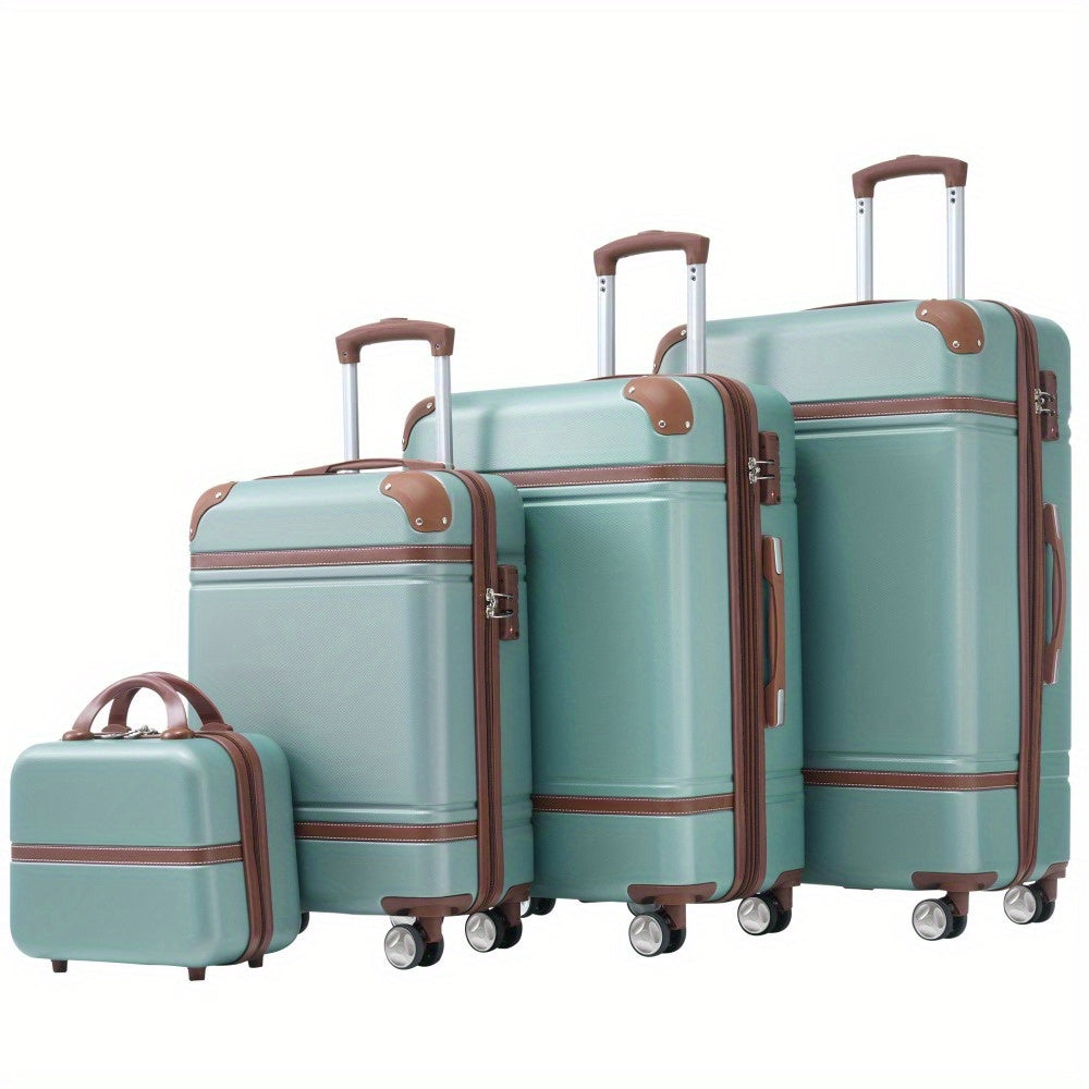 Hardshell Luggage Sets, 4 Pieces 20"+24"+28" Luggages and Cosmetic Case, Spinner Suitcase with TSA Lock, Lightweight