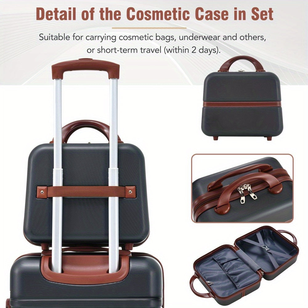 Hardshell Luggage Sets, 4 Pieces 20"+24"+28" Luggages and Cosmetic Case, Spinner Suitcase with TSA Lock, Lightweight