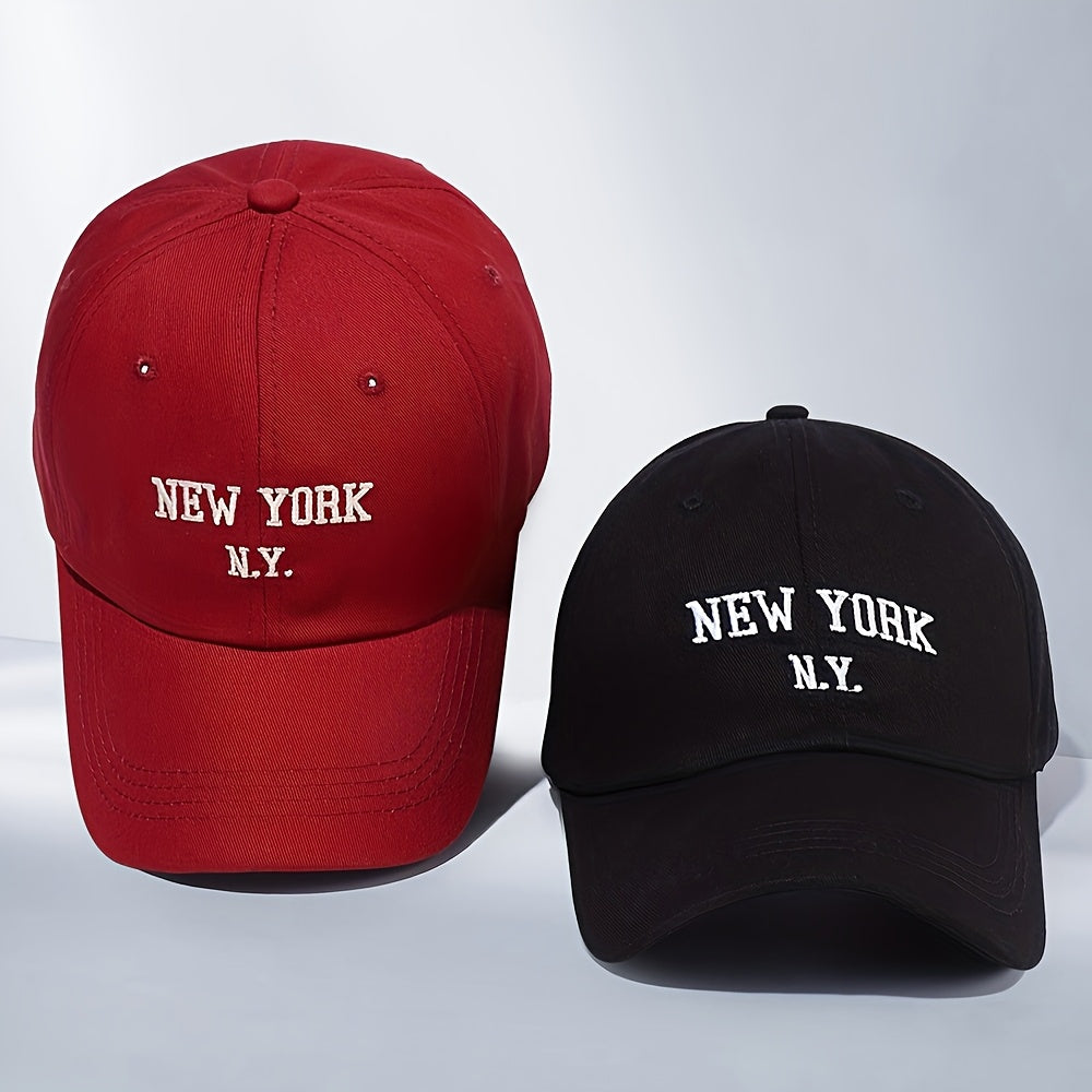 2pcs New York N.Y. Embroidered Baseball Caps - Lightweight, Fitted, Hand Washable for Men & Women - Perfect for Spring & Summer Outdoor Activities, Casual Headwear | Embroidered Cap | Durable Headgear