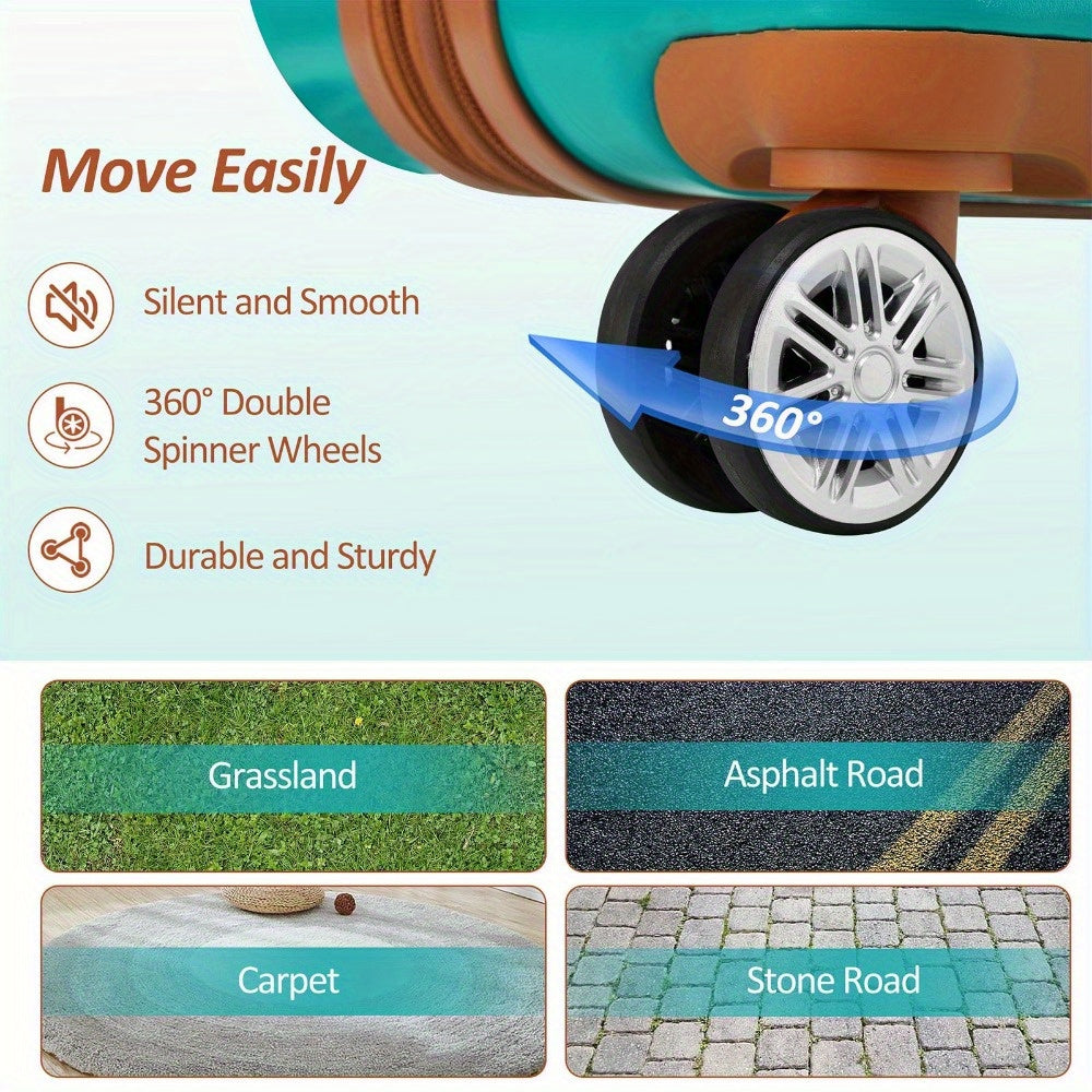 3 Piece Expandable Luggage Set, ABS Suitcase with TSA Lock, Spinner Wheels Scratch-Resistant Lightweight Spinner Suitcase, Durable Family Travel Suitcases Set, (20/24/28 Inch) Blue