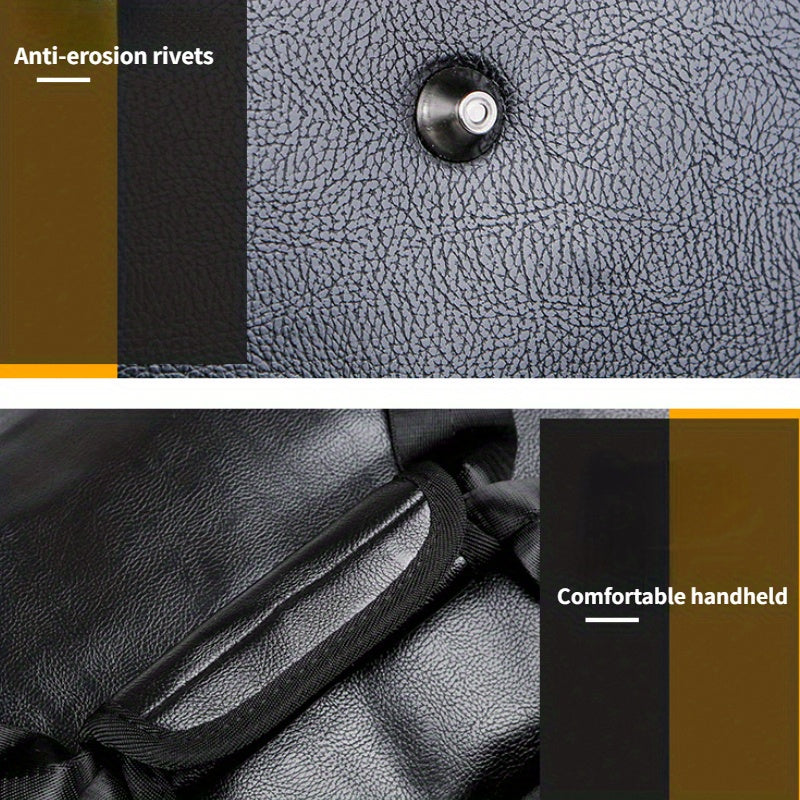 Large Capacity Vintage Style PU Leather Travel Tote Bag - Spacious Business Trip Duffle with Adjustable Shoulder Strap, Multiple Compartments, and Hand Carry Design - Durable, Stylish, and Easy to Organize Luggage for Men, No