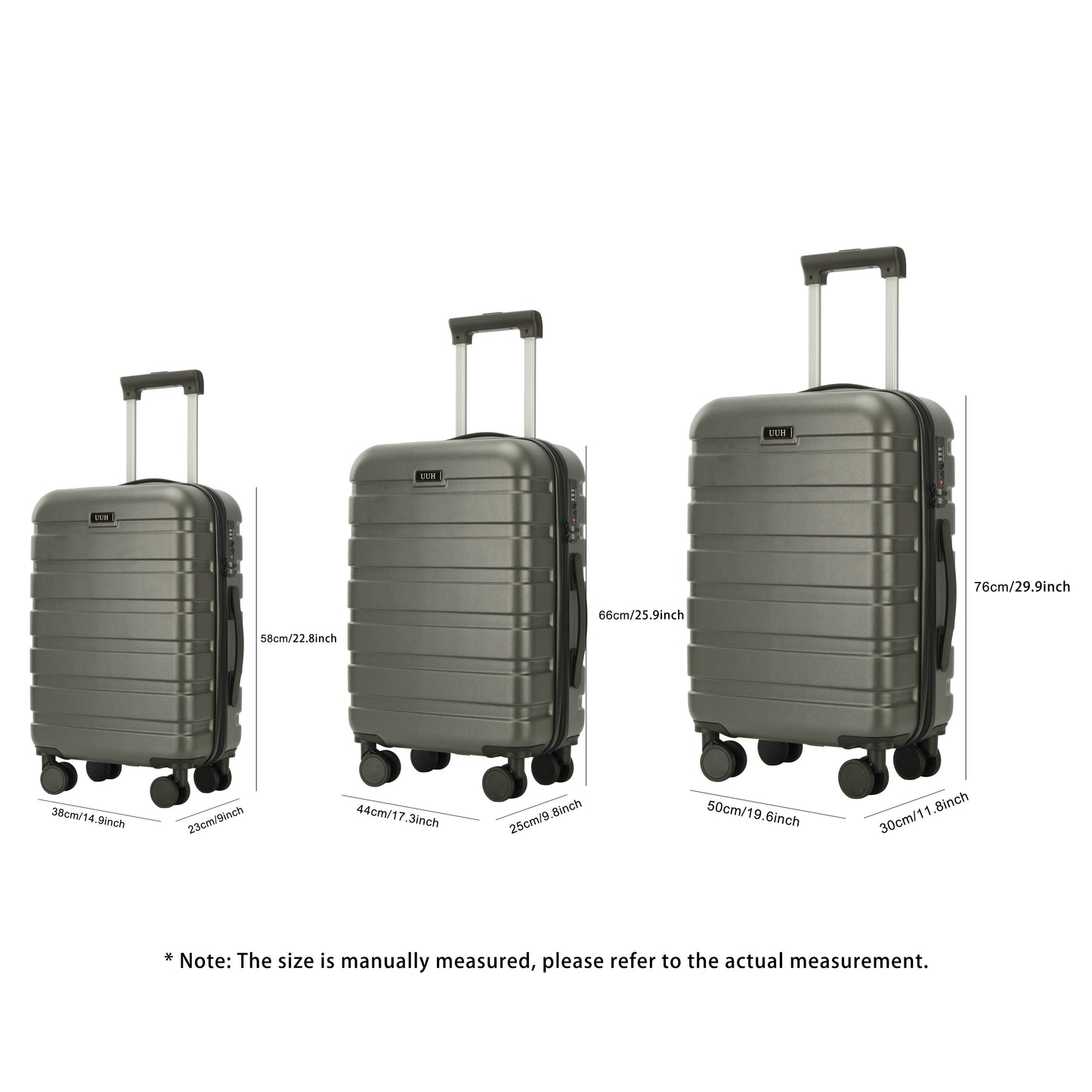 UUH 3PCS Suitcase Set, Lightweight Luggage with TSA Lock, 20/24/28 inch, Large capacity durable luggage, Waterproof Family Luggage Set