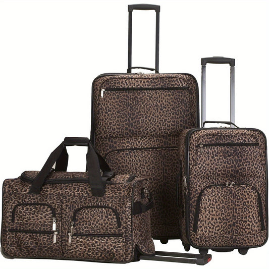 3-Piece Upright Luggage Set, Expandable, Lightweight, Telescopic Handle, Wheel, (20/ 22/ 28)
