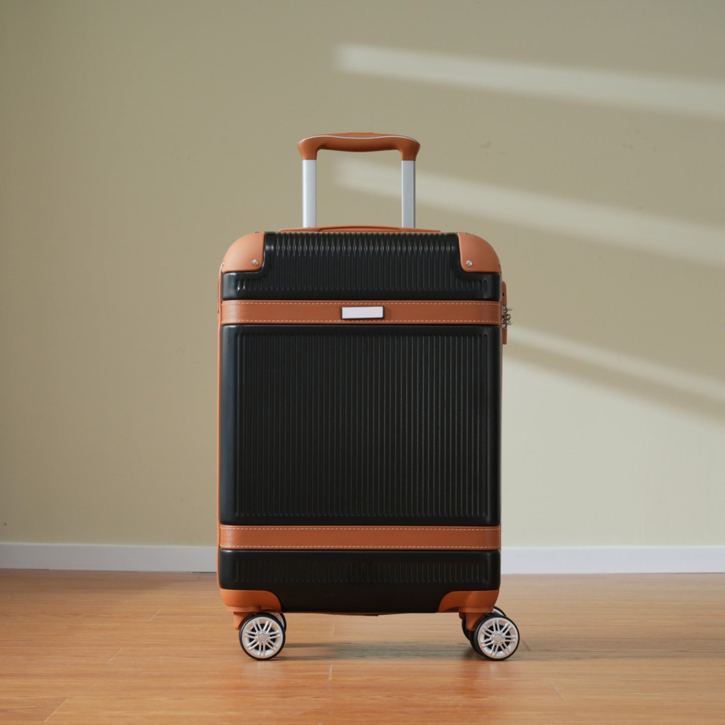 Hardshell Luggage Sets 3 Piece Carry-on Suitcase Double Spinner Wheels with TSA Lock for Men Women, Black (20in)