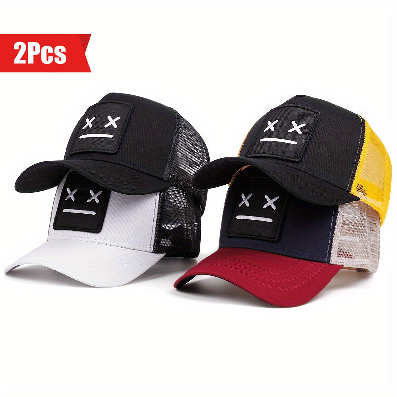 2PCS Embroidery Fashion Baseball Caps Snapback Hat For Men Hip Hop