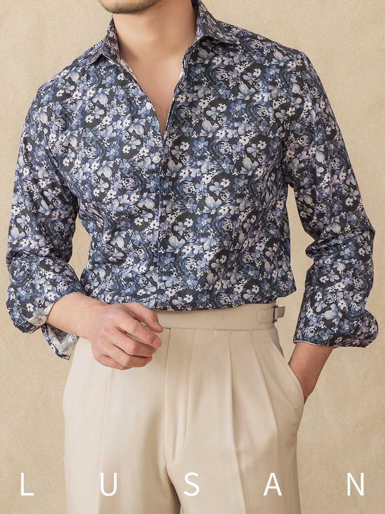 Fashion Printed Cotton Long Sleeve Shirt Spring And Summer Retro