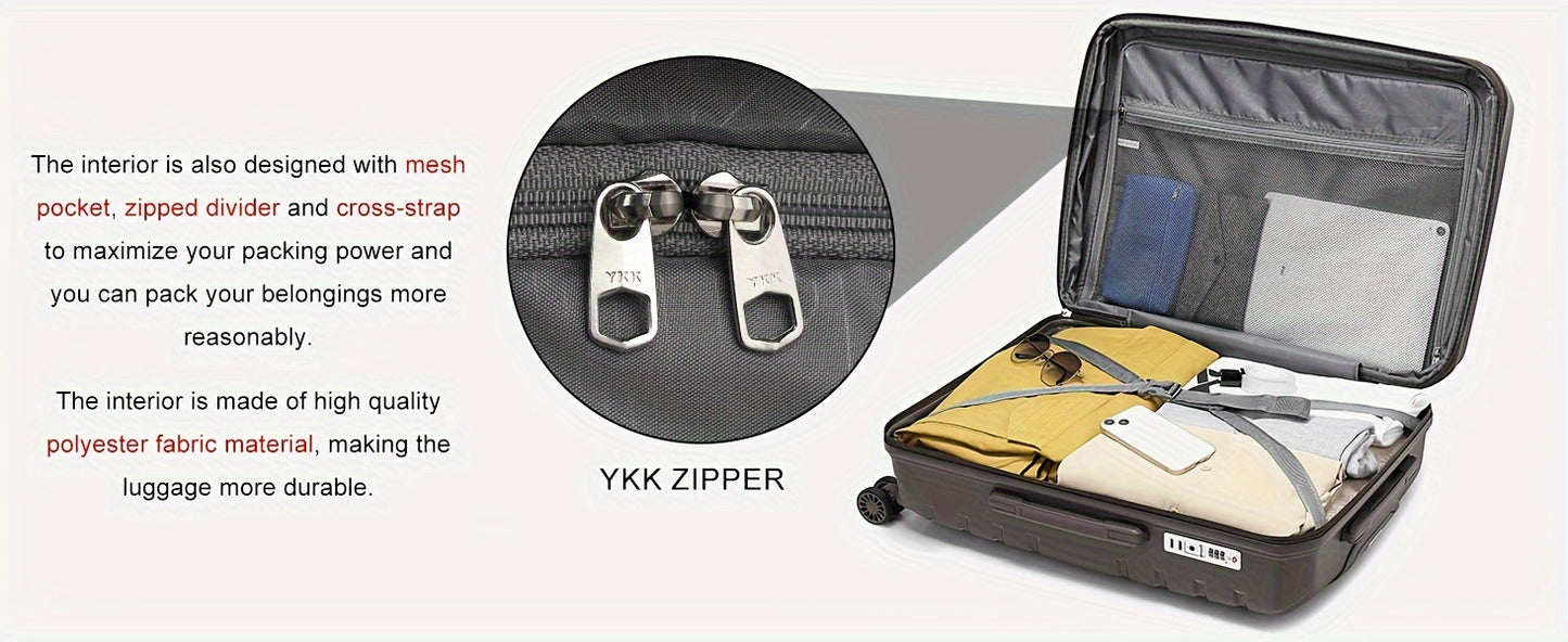 Somago Expandable Luggage Sets (20/24/28) 3 Pieces Travel Suitcases Hardside Polypropylene Material Lightweight Suitcase Set With Spinner Wheels YKK Zippers TSA Lock With 6 Pcs Packing Cube