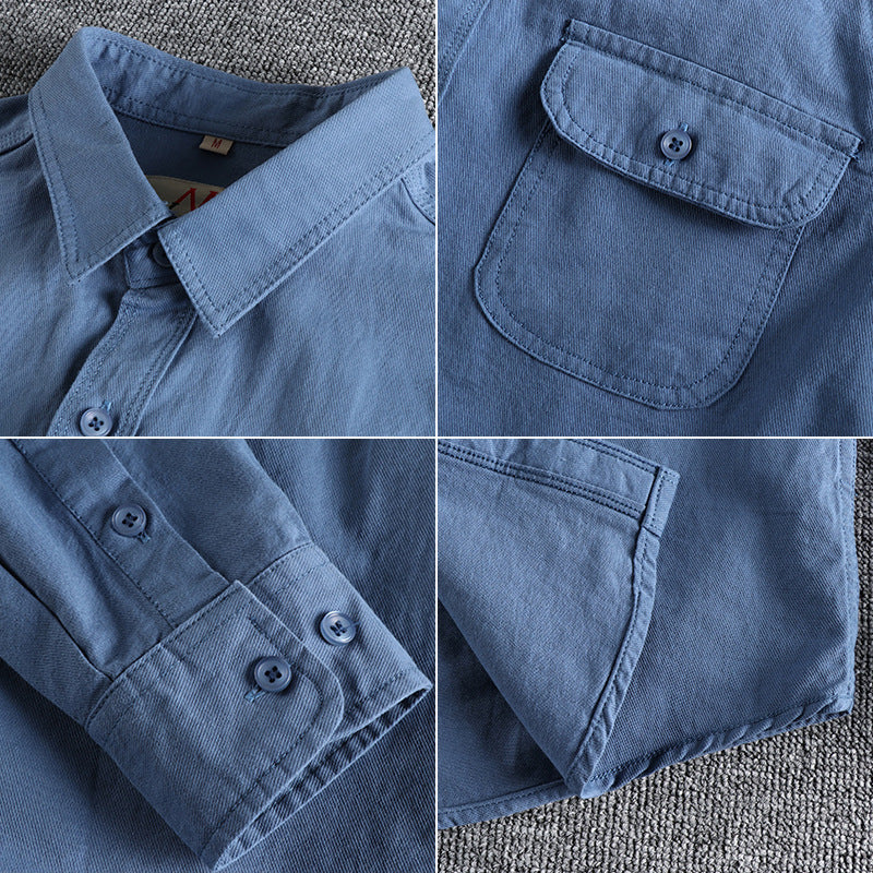 British Retro Simple Solid Color Long Sleeve Shirt