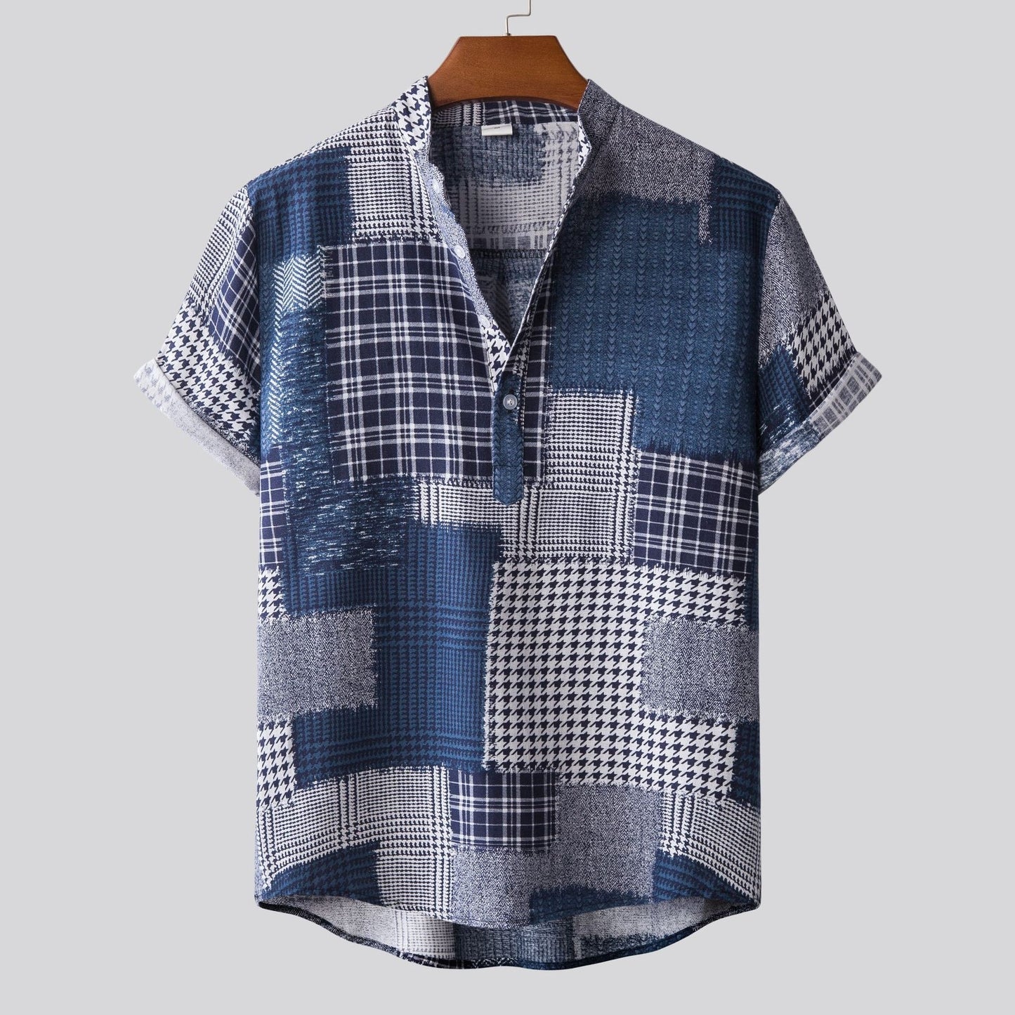 Lapel Cotton Slim-fit Printed Bamboo Shirt