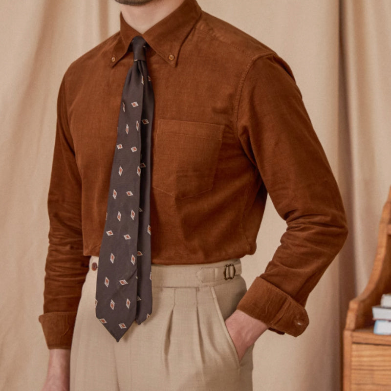 Cotton Corduroy Long-sleeved Shirt American Japanese Style