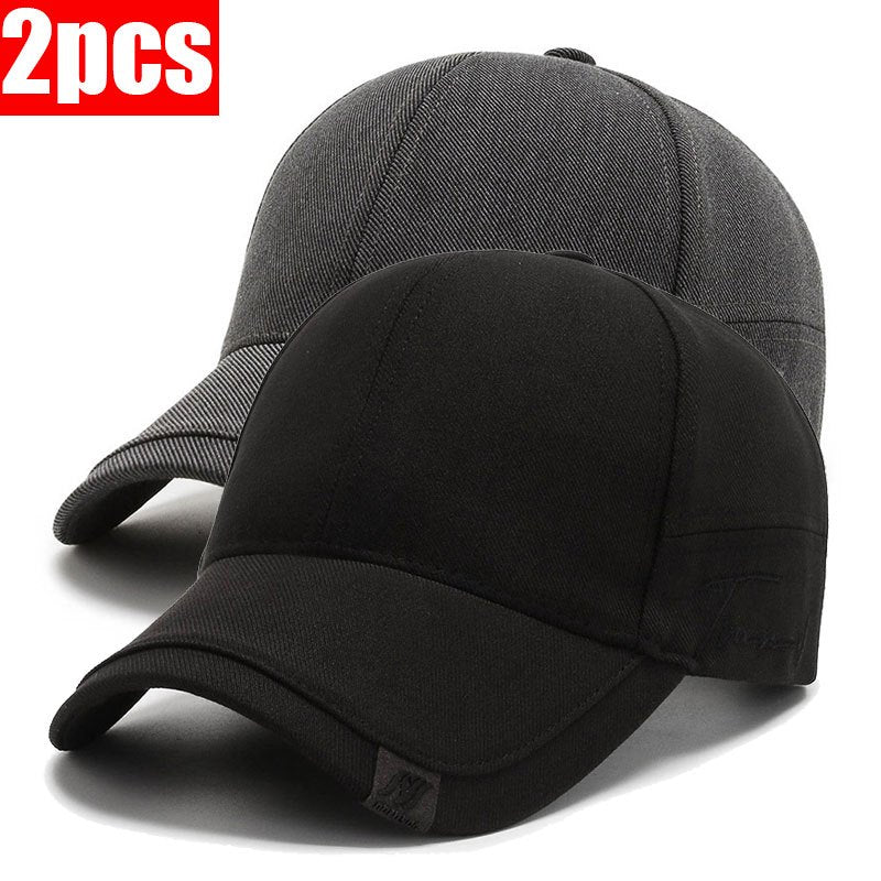 2-Pack Men'S Breathable Polyester Baseball Caps, Solid Color Sports Hat with Logo, Adjustable Snapback for Outdoor Activities, Hip Hop Street Style, Hiking, Travel, New Year'S Gift
