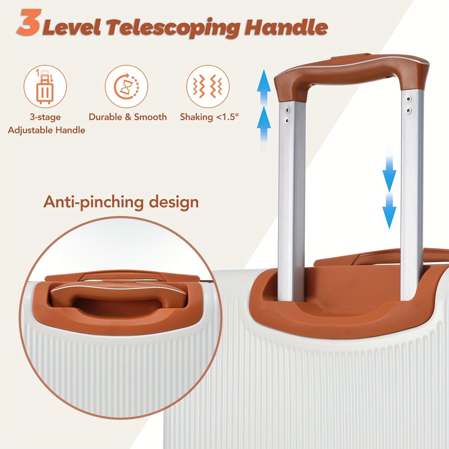 3-Piece Vintage Hardshell Luggage Set - 20in Carry-on Suitcase with Telescoping Handle, Double Spinner Wheels, TSA-Approved Combination Lock, and Durable ABS Shell - Includes Weekender Duffel Bag and Toiletry Bag for Easy Tra