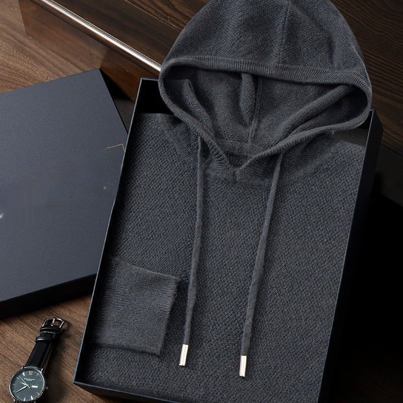 Fall Winter Men Hooded Cashmere Sweater