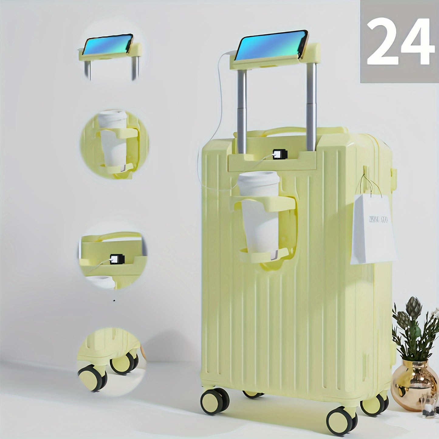 Expandable Luggage With Retractable Handle, TSA Lock, USB Charging, ABS+PC Material, Aluminum Frame, Multi-Functional Travel Bag