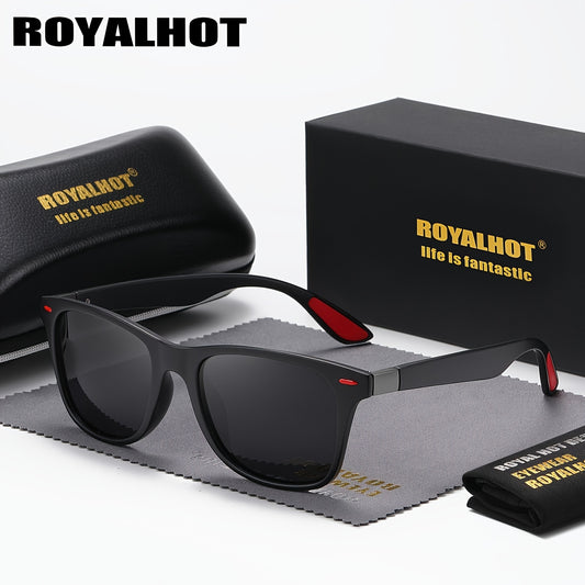 RoyalHot, Trendy Vintage Square Polarized Sunglasses, For Men Women Outdoor Sports Party Vacation Travel Driving Fishing Supplies Photo Props