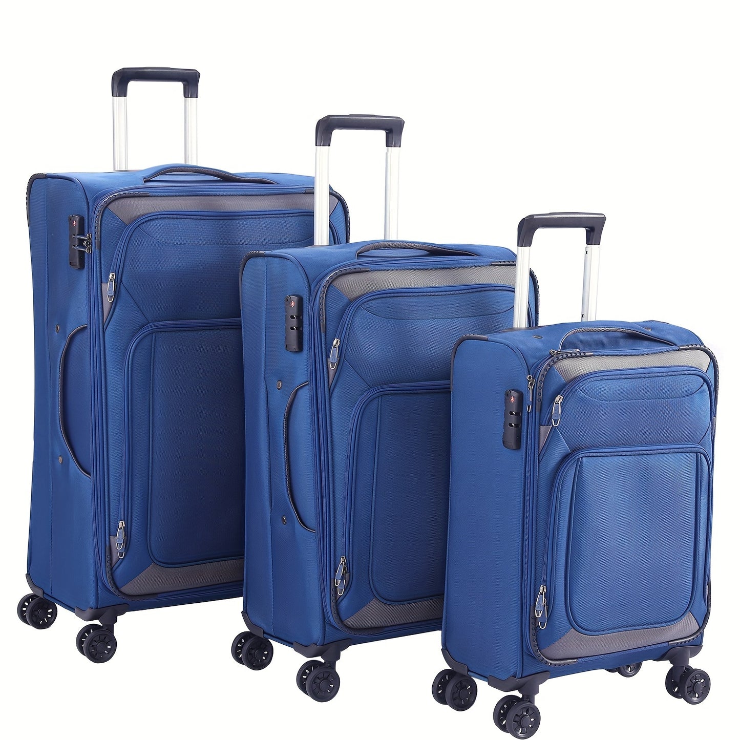 Softside Luggage Sets With Spinner Wheels 3pcs Set Lightweight Suitcase Set With TSA Lock, Expandable Luggage Sets With Inside Pocket