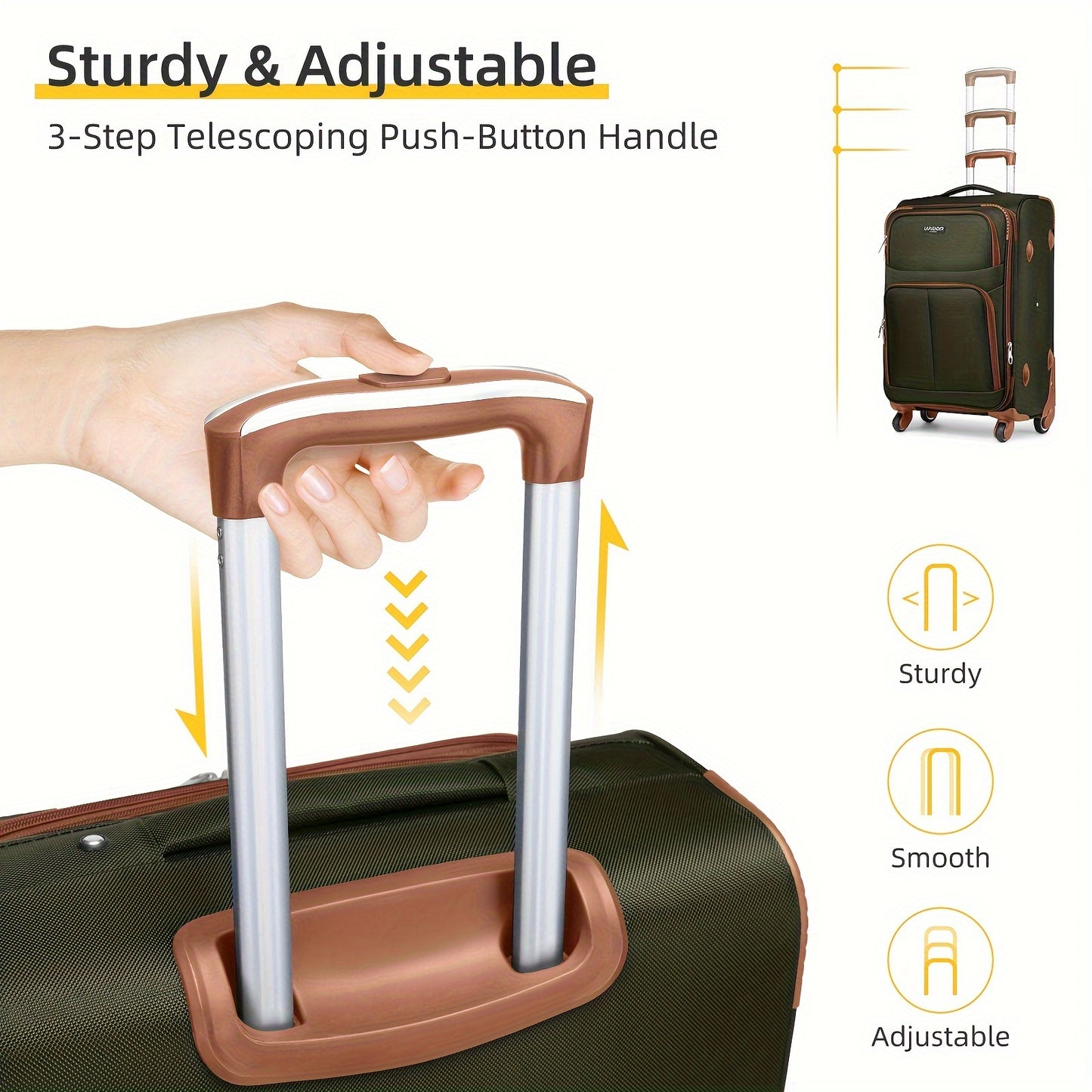 [4 Piece Expandable Luggage Set] Softside Luggage Sets 4 Piece with Duffel Bag, Expandable Rolling Suitcases Set with Spinner Wheels, Lightweight Upright Travel Luggage Set with TSA-Approved Lock, Multicolor