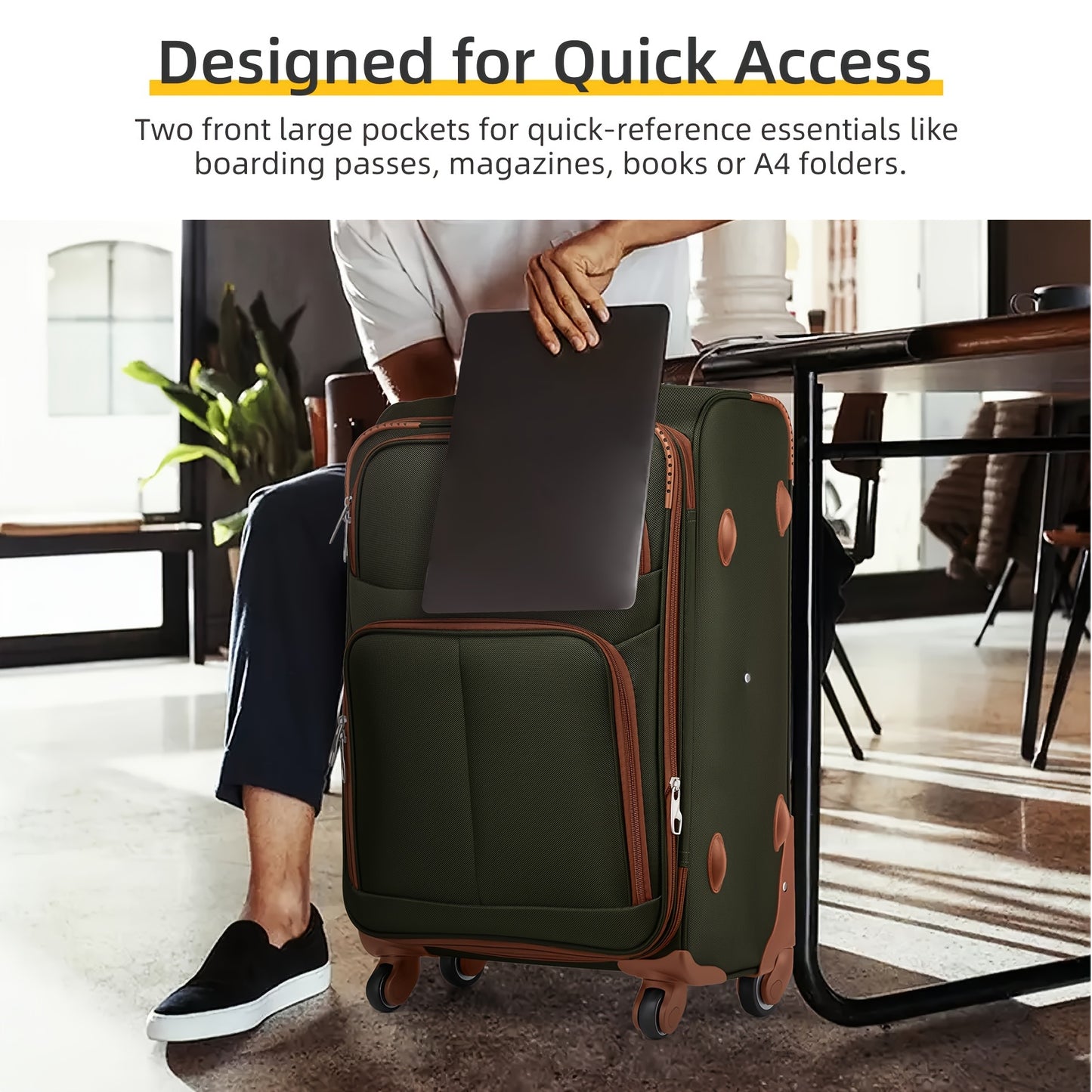 [4 Piece Expandable Luggage Set] Softside Luggage Sets 4 Piece with Duffel Bag, Expandable Rolling Suitcases Set with Spinner Wheels, Lightweight Upright Travel Luggage Set with TSA-Approved Lock, Multicolor