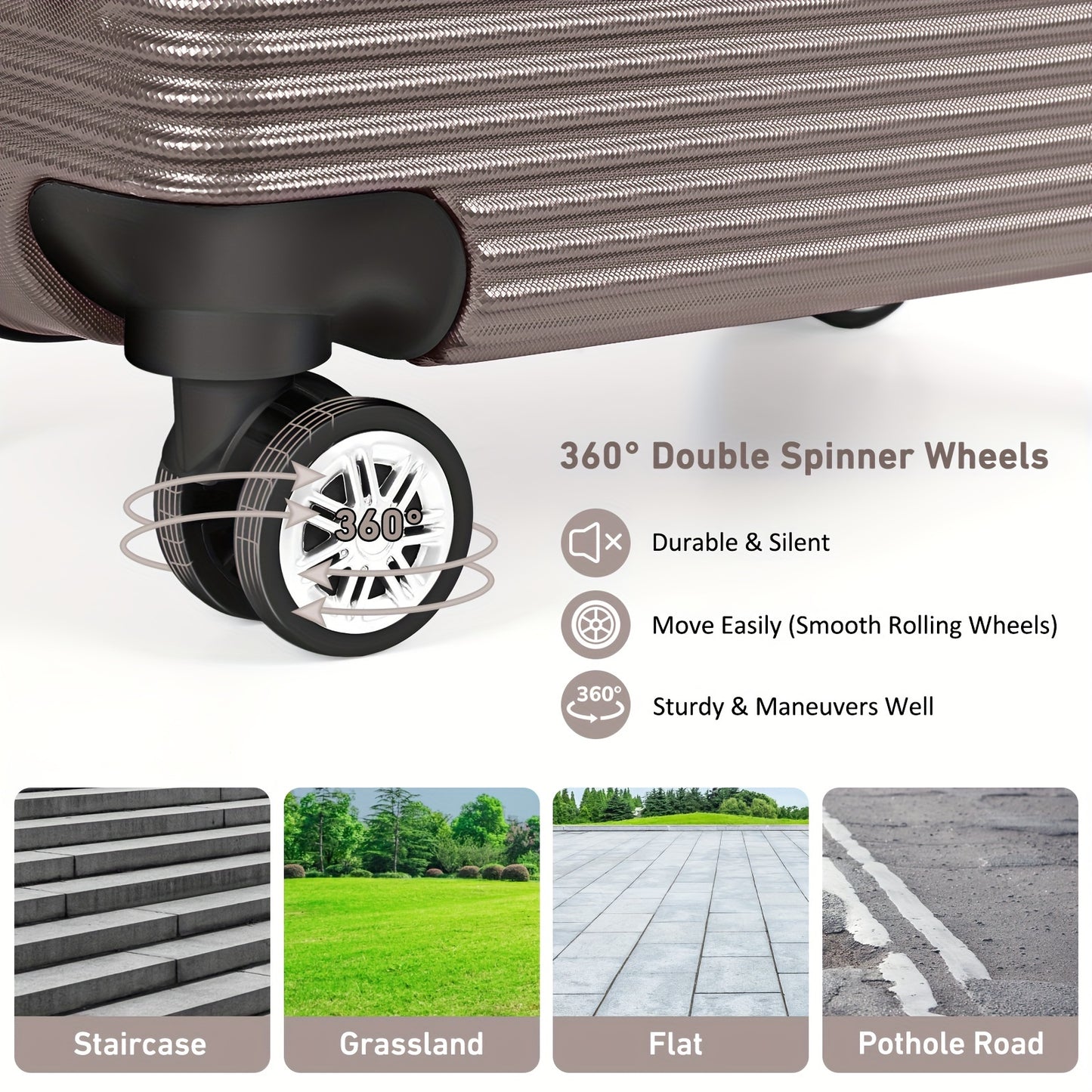 Luggage 5 Piece Sets, Lightweight Rolling Hardside Travel Luggage with TSA Lock, Luggage Set Clearance, Suitcase with Spinner Wheels, Purple